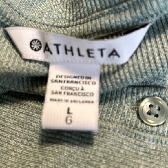 Athleta Uptempo Ribbed Henley Top Size Large Gray Green - Picture 7 of 10